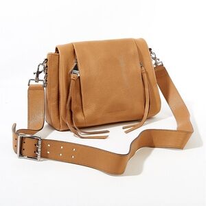 Aimee Kestenberg Banter Crossbody silver hardware genuine leather camel brown